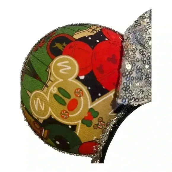 Disney Minnie Mouse Ears Christmas Ears with Silver Bow - Picture 4 of 8